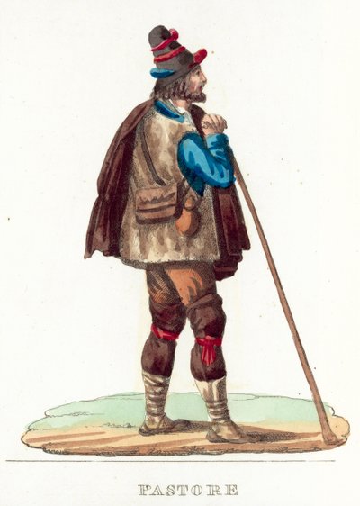 Pastore (gravação a cores) de Italian School