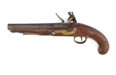 Padrão 1796 pistola flintlock para dragões pesados, variação com cano ramrod e fecho de padrão Ordnance, c.1800 (pistola, flintlock, padrão 1796 dragão pesado) de Italian School