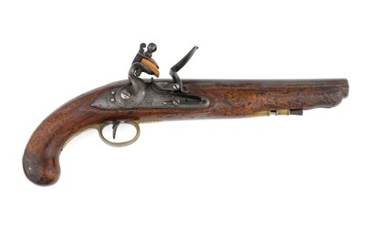 Padrão 1796 pistola flintlock para dragões pesados, variação com cano ramrod e fecho de padrão Ordnance, c.1800 (pistola, flintlock, padrão 1796 dragão pesado) de Italian School