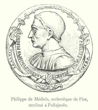 Filipe de Médici, arcebispo de Pisa, atribuído a Pollajuolo (gravura) de Italian School
