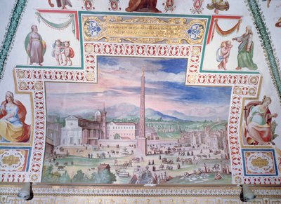 Piazza del Popolo, durante o reinado do Papa Sisto V de Italian School