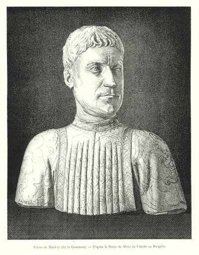 Pedro de Medici, conhecido como Goutteux, Depois do busto de Mino da Fiesole no Bargello (gravura) de Italian School