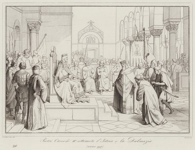 Pietro Orseolo II subjuga Ístria e Dalmácia, 997 (gravura) de Italian School