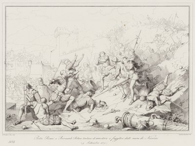 Pietro Pisani e Bernardo Polani tentam prender os fugitivos das muralhas de Nicósia de Italian School
