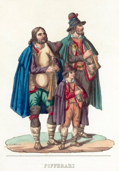 Pifferari (gravação a cores) de Italian School
