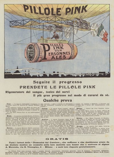 Comprimidos cor-de-rosa (Litografia a cores) de Italian School