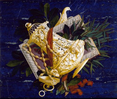 Atira e sai. (Marchetaria de mármore incrustado de Italian School
