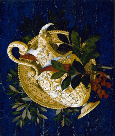 Atira e sai. (Marchetaria de mármore incrustado de Italian School