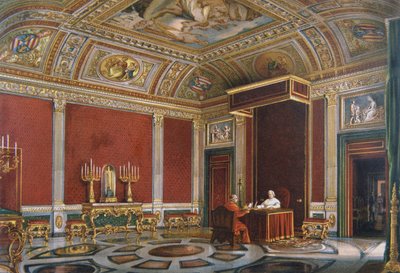 Pio IX no Salão da Audiência Papal no Quirinale de Italian School