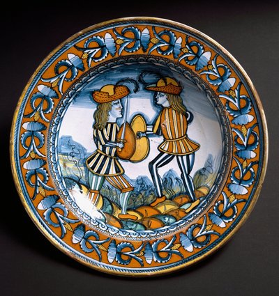Placa retratando dois soldados em combate, c.1520 de Italian School