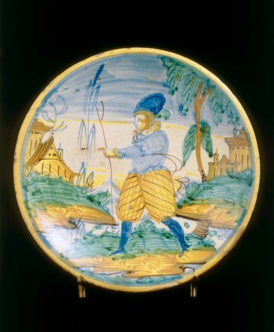 Placa com uma figura jovem, fabrico Montelupo de Italian School
