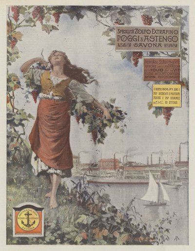 Poggi  Astengo (litografia a cores) de Italian School