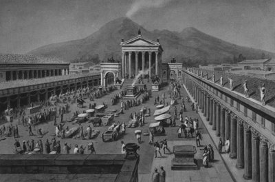 Pompeia: Fórum Civil (litho) de Italian School