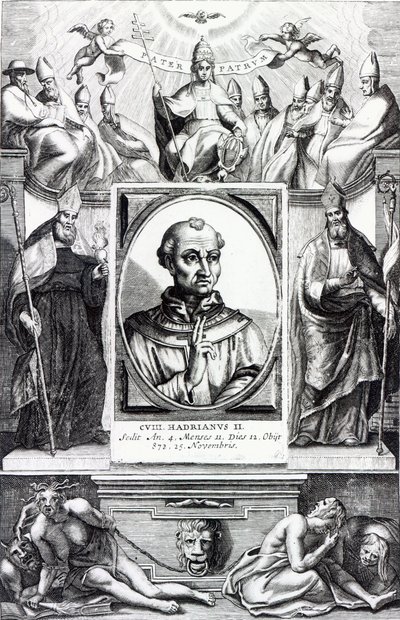 Papa Adriano II (gravura) de Italian School