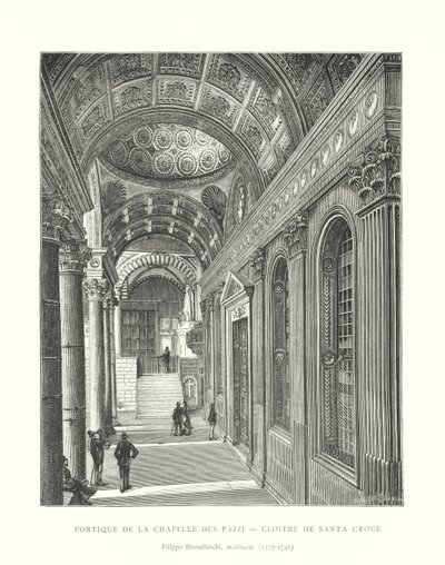 Pórtico da Capela Pazzi, Claustro de Santa Croce, Filippo Brunelleschi, arquitecto de Italian School