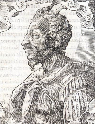 Retrato de Átila a partir da obra de Bernardino Corio "Elogia Virorum Illustris", Milão século XVI. de Italian School