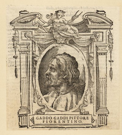 Retrato de Gaddo Gaddi, pintor e mosaicista italiano de Florença num estilo de arte gótica, cerca de 1239-circa 1312 de Italian School
