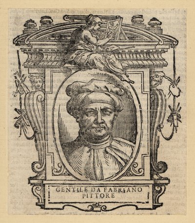 Retrato de Gentile da Fabriano, pintor italiano, estilo gótico internacional, cerca de 1370-1427 de Italian School