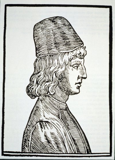 Retrato de Pico della Mirandola (1463-94), de Delle Celeste Fisionomia por Giovanni Battista della Porta, Pádua 1616, ilustrado em History of Magic, publicado no final do século XIX de Italian School