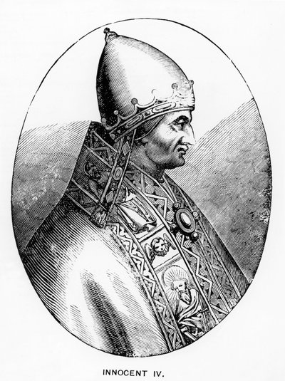 Retrato do Papa Inocêncio IV (d.1254) ilustração da ciência e literatura na idade média e Renascença, escrita e gravada por Paul Lacroix, 1878 de Italian School