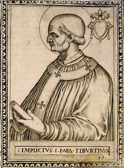 Retrato do Papa Simplicius, c.1760 (gravura) de Italian School
