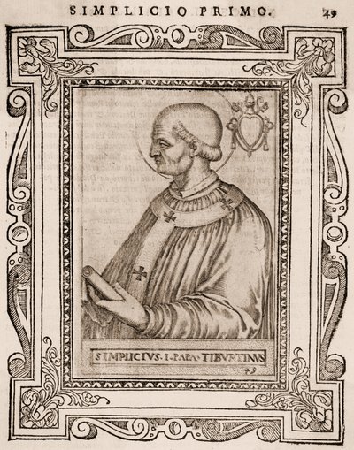 Retrato do Papa Simplicius, c.1760 (gravura) de Italian School