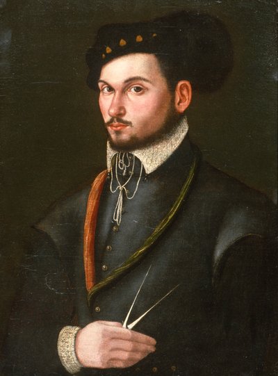 Retrato de um Navegador com seus divisores para picar um curso, c.1560 de Italian School