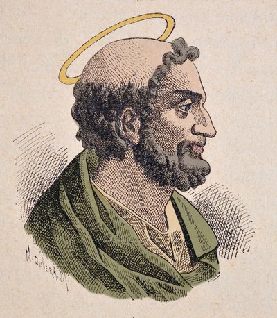 Retrato de São Pedro (1er siecle), primeiro Papa e Bispo de Roma. de Italian School