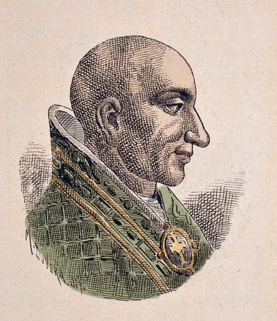 Retrato do Antipope Christophore (ou Christophe, Christopher, Cristoforo, Christophorus) (903-904) de Italian School