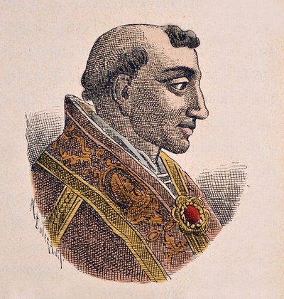 Retrato do Papa Adrien III (Adrian, Adriano ou Hadrianus ou Adriano) (884-885) de Italian School