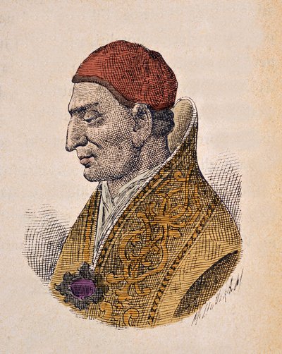 Retrato do Papa Constantino Ier (Constantino I ou Constantino ou Costantino) (708-715) de Italian School