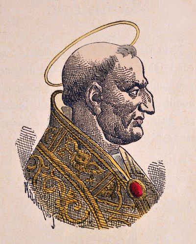 Retrato do Papa Gregoire Ier le Grand (Gregório o Grande ou Gregorio Magno ou Gregorius Magnus) (590-604) de Italian School