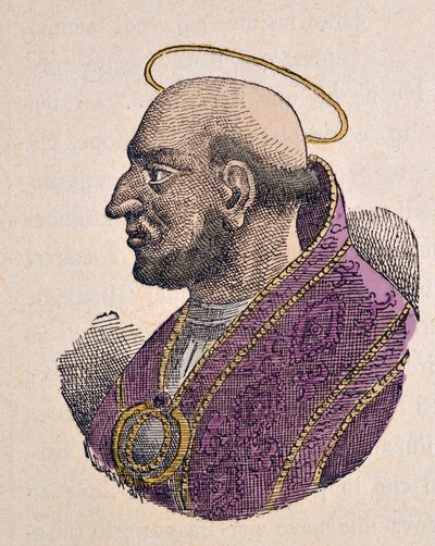 Retrato do Papa Martino Ier (Martinus I ou Martino) (649-655) de Italian School