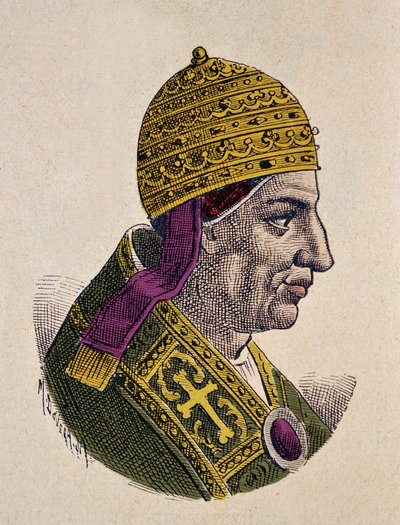 Retrato do Papa Nicolas Ier le Grand (Nicola I, Nicholas ou Nicolo ou Niccolo ou Nicolaus) (858-867) de Italian School