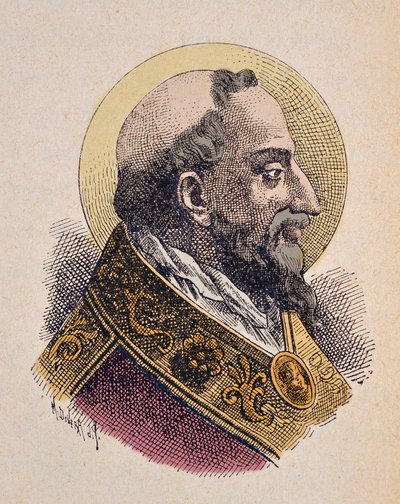 Retrato do Papa São Clemente (San Clemente ou Clemens) Ier (88-97) de Italian School