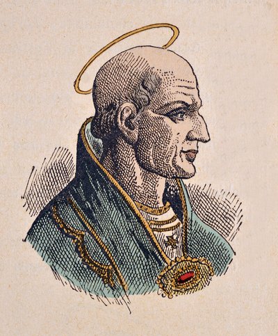Retrato do Papa Simplice (Simplicius ou Simplicio) (468-483) de Italian School