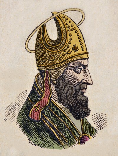 Retrato do Papa Sylvestre Ier (Silvestre ou Sylvester ou Silvestro) (314-335) de Italian School
