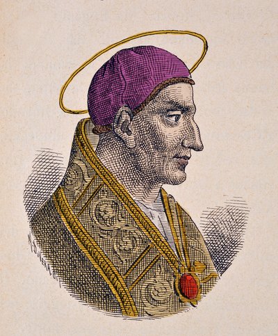 Retrato do Papa Vitalien (Vitalianus ou Vitaliano) (657-672) de Italian School