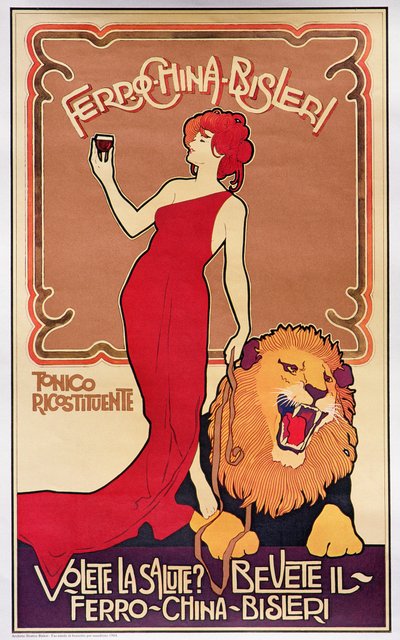 Cartaz publicitário do "Licor Bislieri" 1904 (litografia) de Italian School