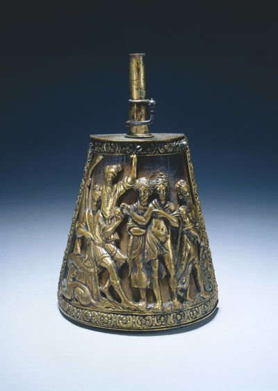 Balão de pó, c.1590 (latão dourado sobre madeira coberta com tecido) de Italian School