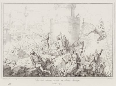 Tomada de Smyrna, operada por Pietro Mocenigo de Italian School