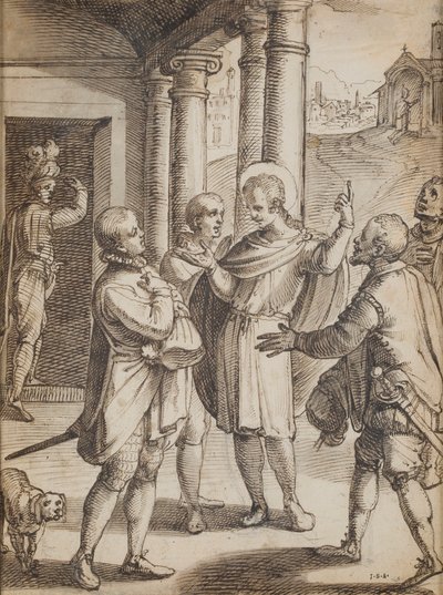 Cenas Religiosas (caneta e tinta sobre papel) de Italian School