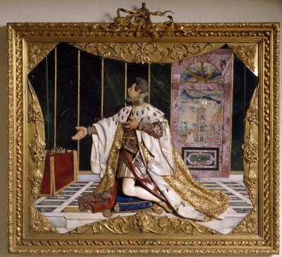 Representação de Cosimo II de Medicis (1590-1621) (Cosimo II de Medici), Grão-Duque da Toscana (Cosimo II de Medici, Grão-Duque da Toscana) Alto relevo de pedras esculpidas, ouro e brilhantes (Alto relevo) 1617-1624 Florença, Museo degli Argenti, gato 486 de Italian School