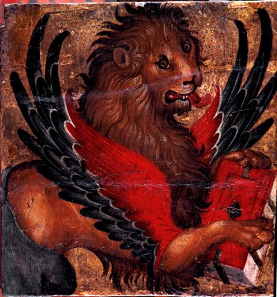 Representação do Leão de São Marcos. Pintura sobre madeira do artista veneziano. Sol do século XV. 34x34 cm Veneza, Museu Correr de Italian School