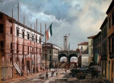 Revoluções de 1848, Cinco dias de Milão: defesa do arco de Porta Nuova em 19 de março (pintura de Italian School