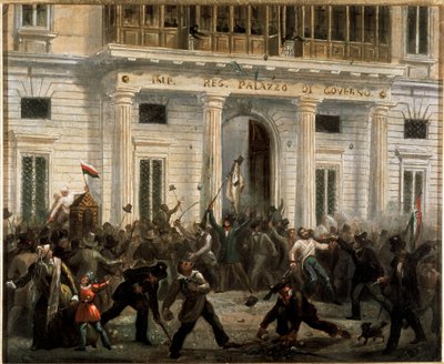 Revoluções de 1848, Cinco dias de Milão: insurgentes assumem o Palácio do Governo no dia 18 de março (pintura de Italian School