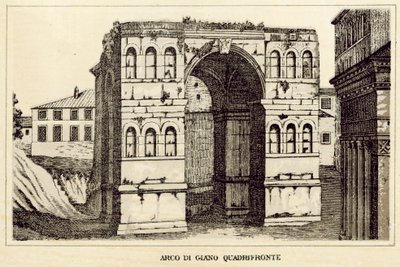 Roma: Arco de Janus Quadrifrons (litho) de Italian School