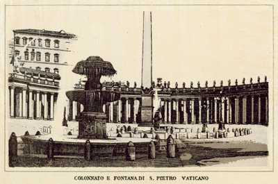 Roma: Colunata e fonte do Vaticano de São Pedro (litho) de Italian School