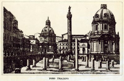 Roma: Fórum de Trajano (litho) de Italian School