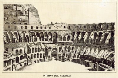 Roma: Dentro do Coliseu (litho) de Italian School